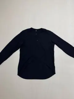 UNIQLO ワッフルヘンリーネック長袖Tシャツ ブラック Lのサムネイル