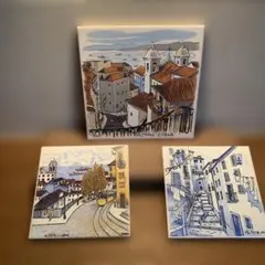 ポルトガル産　タイル画　 リスボン風景　大1枚小2枚セット