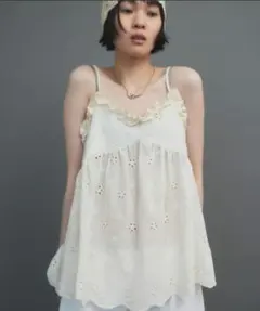 HANNE エンブロダリーコットンキャミ