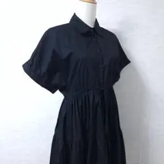 ZARA ザラ コットン100% ティアードシャツ ワンピース ブラック