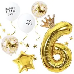 誕生日 飾り付け 数字 バースデーバルーン セット  シルバー 6歳 9歳