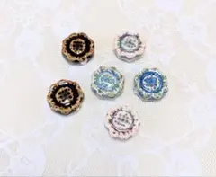 ハンドメイド　花型セラミックビーズ 6個セット直径1.7cm位