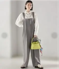 〈手洗い可能〉ツイル ストレッチ ワイド サロペット