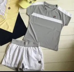 FILAフィラ＊異素材切り替えショートパンツとグレーのトップス上下セットアップ