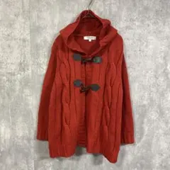 J-honey ジェイハニー　フードケーブルニットカーディガン　レッド　Lサイズ