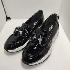 キ*ン様 +diana カジュアルビットローファー　厚底 エナメル ブラック