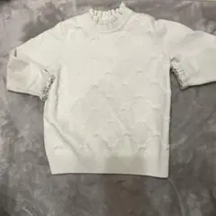 dave&bella ホワイト リボン　ニットセーター フリル袖