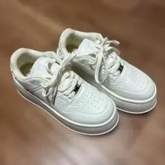 厚底　ホワイト レースアップ スニーカー