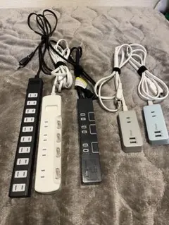 【新生活応援】延長コード　電源タップ　ELECOM他　5点セットのサムネイル