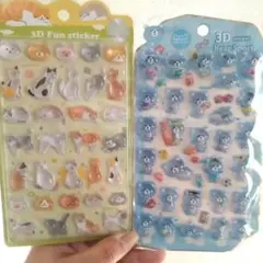 nekoni 韓国限定　シール3D ネコ&クマ　ボンボンドロップシール