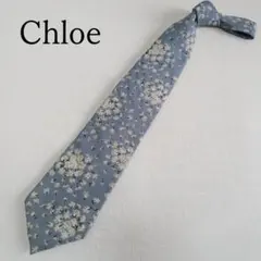 クロエオム ネクタイ 青 小花デザイン 上品 ボタニカル【n6452】