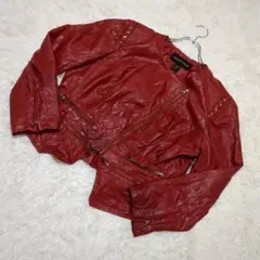 【ASHLEY STEWART】フェイクレザージャケット レッド ライダース