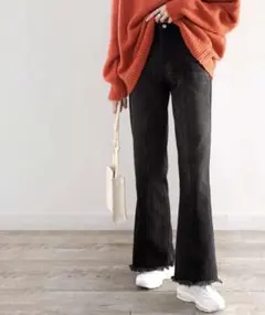 【新品】classicalelf 裾フリンジセミフレアデニムパンツ