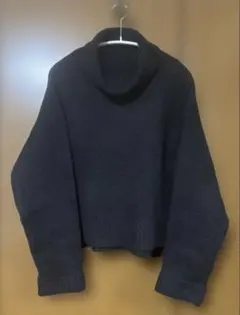 【ユアーズ】ショート丈タートルネック　長袖　ニットカジュアル　着回し　黒　S