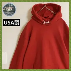 USA製ワンカラーレッド アメカジ 赤フーディー パーカースウェット 雰囲気古着