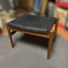 デンマークヴィンテージスツール　ブラックレザー