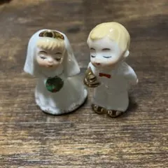 加藤工芸　ウエディング　ペア　陶器　昭和レトロ　フィギュリン　ボーンチャイナ