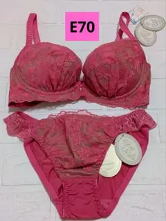 E70⭐️ピンク系⭐️花柄レース⭐️ブラジャーとショーツのセット❤