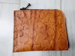 【お値下げ】本革 ヌメ革 星型押し L字ファスナーウォレット No.150