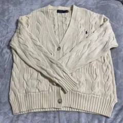 Polo Ralph Lauren アイボリー ケーブルニットカーディガン M