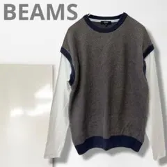 n4【ビームス】ニット/重ね着風 カットソー おしゃれ カジュアル 好印象 人気