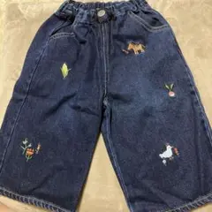 刺繍デザイン デニムハーフパンツ