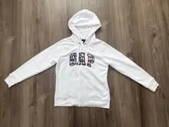 【美品】GAP レディース 白 パーカー (Lサイズ) – 星条旗ロゴ