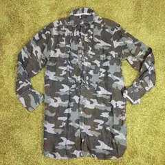 HYDROGEN リネン　麻　長袖 シャツ 迷彩 カモ 総柄 ドクロ Sのサムネイル