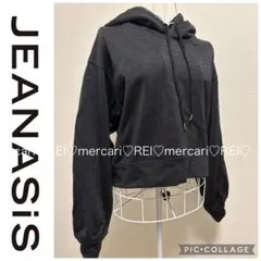 JEANASIS ジーナシス ラメ　ショート　パーカー　長袖　フリー　ブラック
