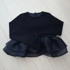 シアーフリル ティアード ペプラム ドッキングトップス 長袖 ラジエム