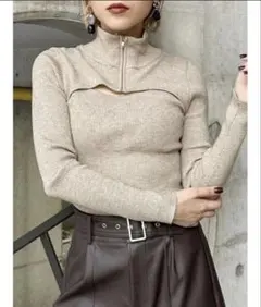 【MURUA】ハーフジップカットニット