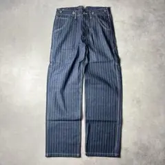 ✅新品未使用　ウォバッシュ　デニム　ワイド　パンツ　ヒッコリー　ストライプ　XL