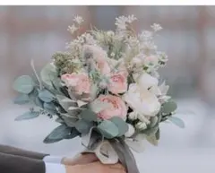 高級造花 アーティフィシャルフラワー ブーケ＆ブートニアセット