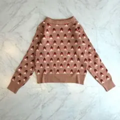 【希少】昭和レトロ 大人カジュアル 70s80s ニット セーター ピンク 短丈のサムネイル