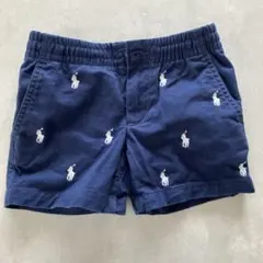 ポロ刺繍入りネイビーショートパンツ