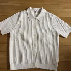 UNIQLO ホワイト リブ編み 半袖ニット3XL