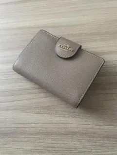 COACH ベージュ レザー 二つ折り財布