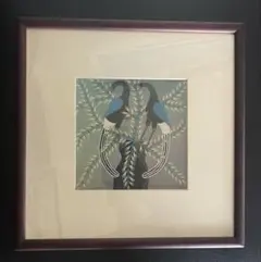 【複製画】サイモン・ジョージ・ムパタ「二羽の鳥」額装品