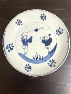 古伊万里 染付おかめ文皿 江戸後期 - メルカリ