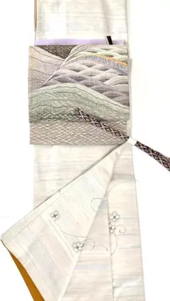 秀逸 巧みな織とお色の妙 未使用美品 すくい織 正絹六通柄袋帯 盛夏除き通年可