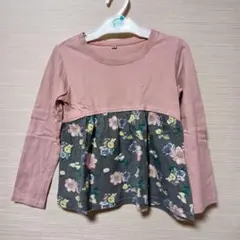 ニッセン 女の子 長袖トップス カットソー 花柄 ピンク サイズ120 秋冬