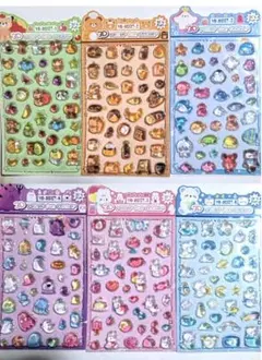 6枚セット ぷくぷくシール 3D立体シール ご褒美シール シール帳【JK】