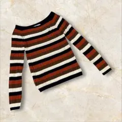 グレイル　長袖ニット　セーター　ボーダー　ブラウン　オレンジ　ブラック　Mサイズ