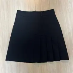 FOLLOWIN 黒 半プリーツミニスカート