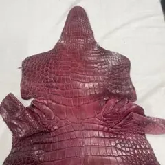 リアルクロコダイル シャムワニ マット鞣 ワイン 丸革 31cm✖️128cm 