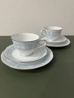 ノリタケ レースウッドゴールド カップ＆ソーサー＆ケーキ皿 3点セット×2客