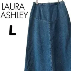 LAURA ASHLEY 【L】デニムブルー フレアスカート ハイウエスト