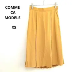【コムサモデルズ】フレアスカート プリーツ マスタードイエロー 春 オフィス