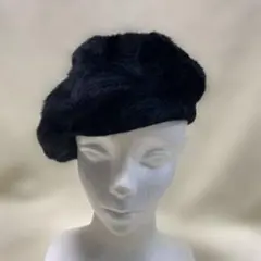 ベレー帽 grace アンゴラ90% 秋冬 Sサイズ ブラック