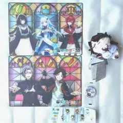 にじさんじ×くら寿司の下敷き２枚＆缶バッジ、　にじさんじおひるねこマスコット